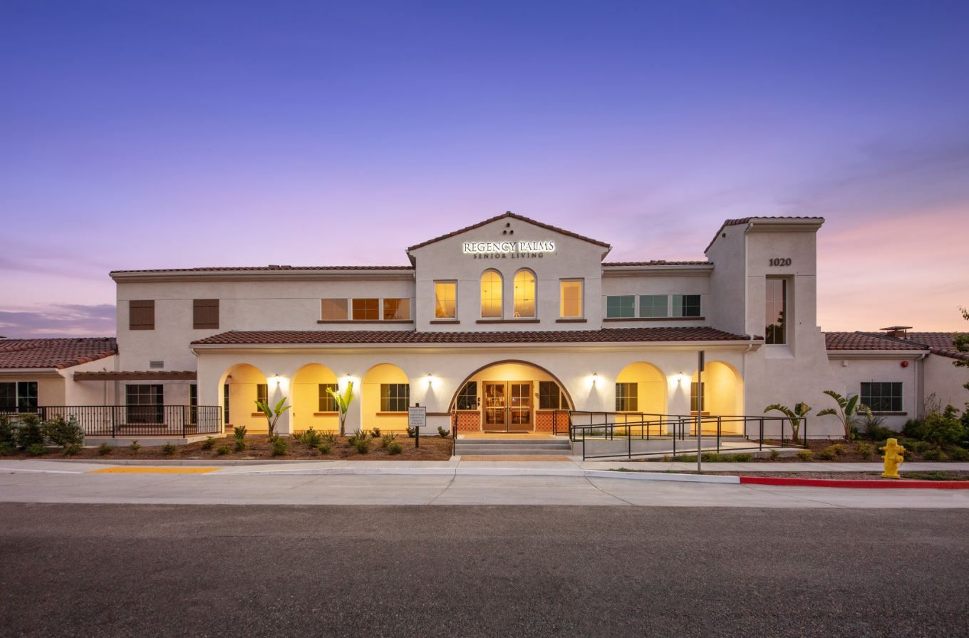 Exterior view of Regency Palms Senior Living Oxnard building