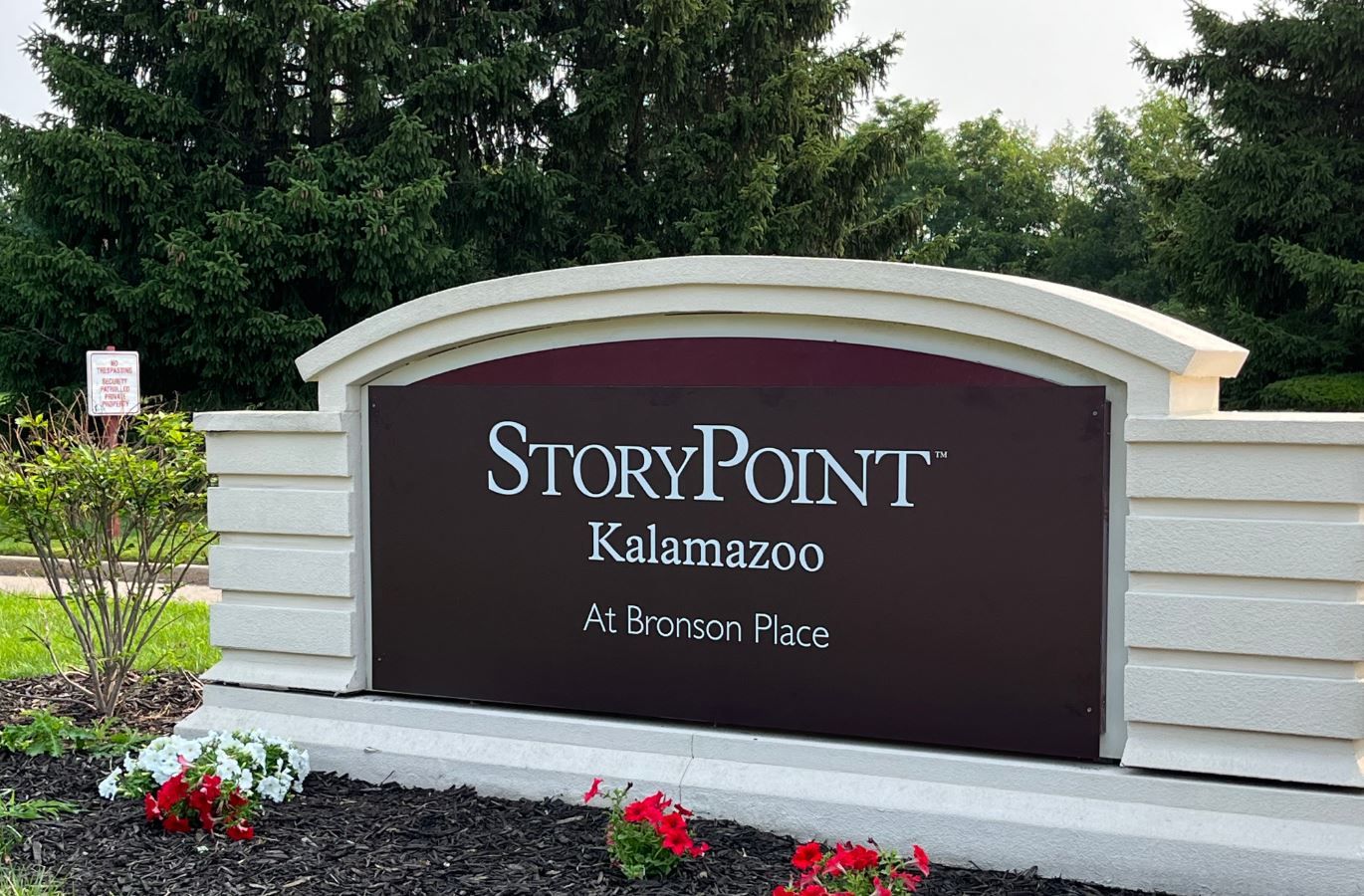 Facility sign for StoryPoint Kalamazoo at Bronson Place