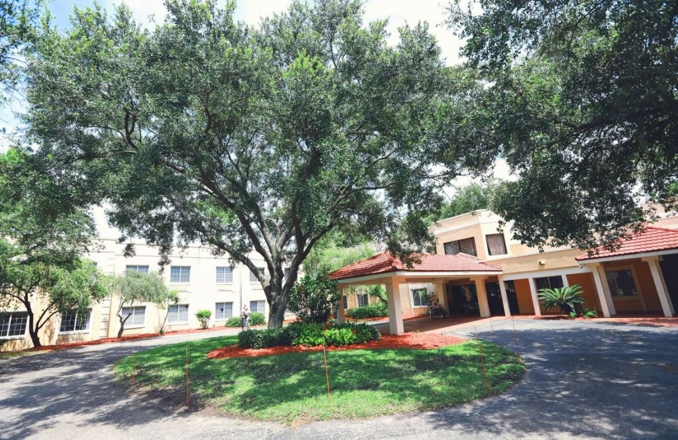 Exterior view of the facility entrance and landscaping