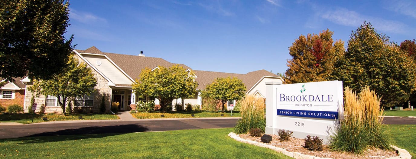 Exterior view of Brookdale Brighton facility with signage