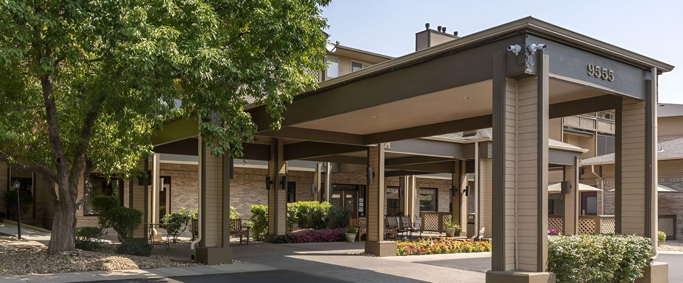 Front entrance of a senior living facility