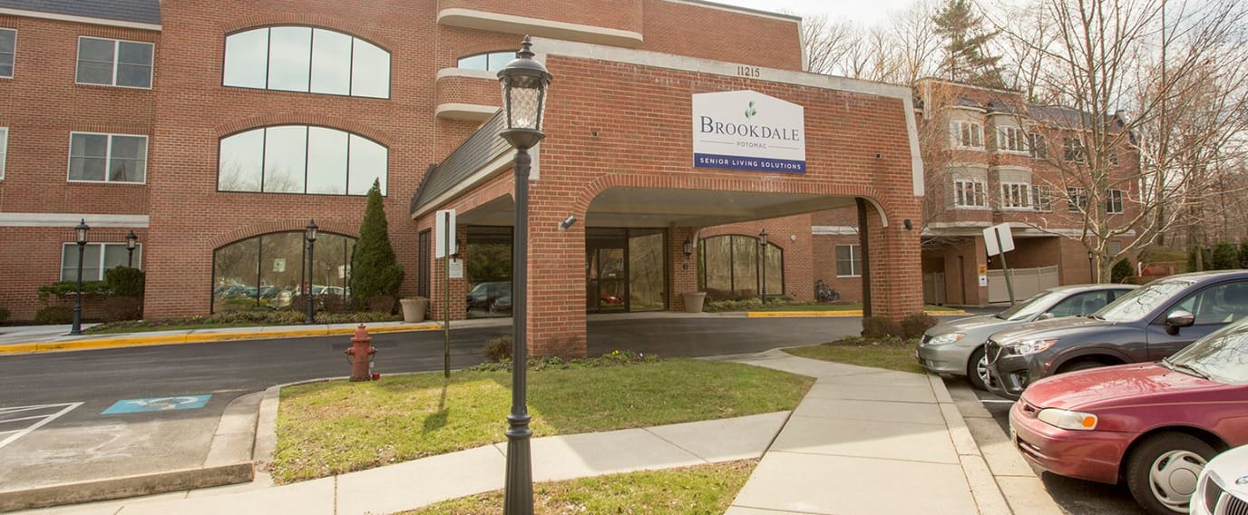 Exterior view of Brookdale Potomac facility entrance
