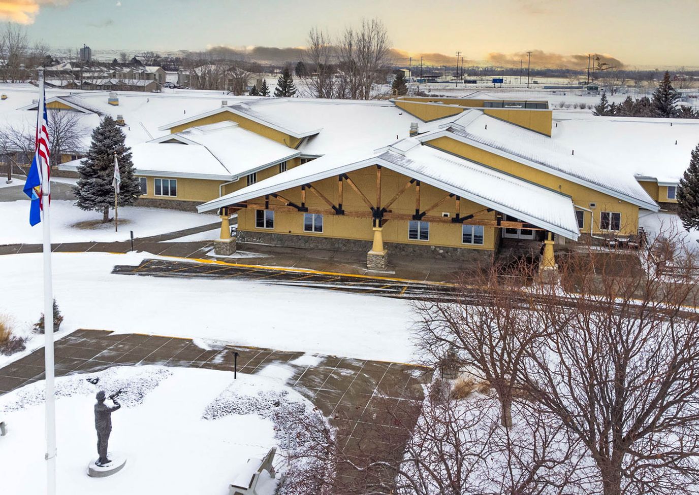 Aerial view of the Eastern Montana Veterans Home in winter