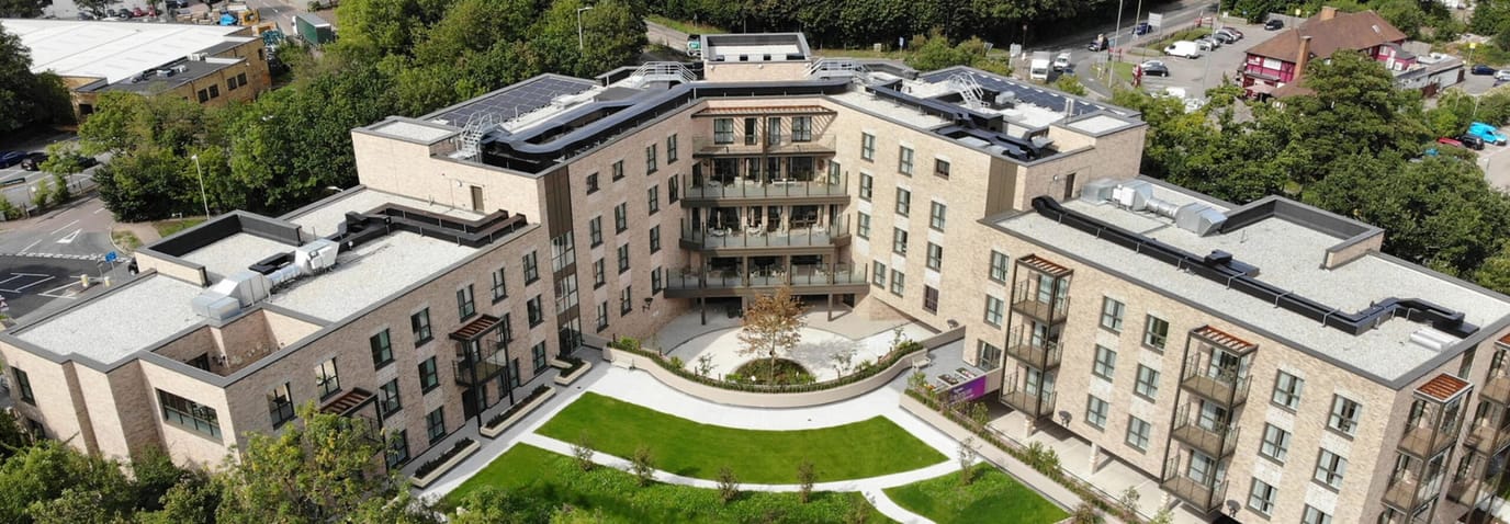 Aerial view of Elton House Care Home exterior and garden