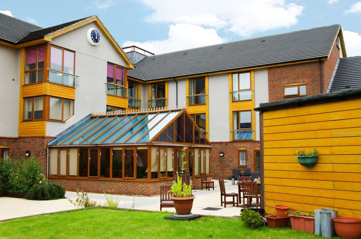 A view of the outdoor courtyard at Mulberry Court