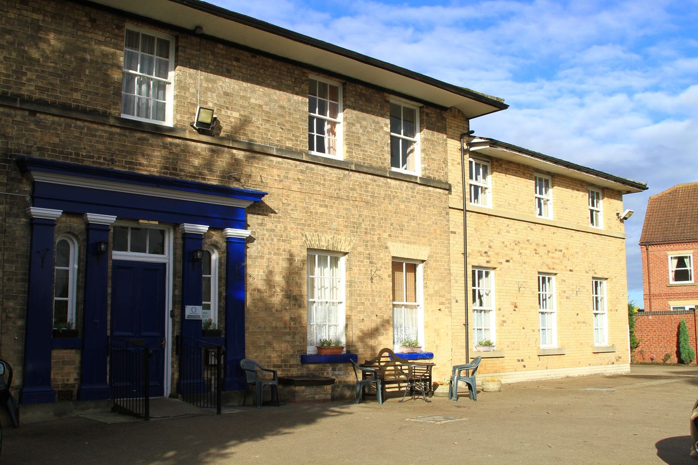 Exterior view of a senior living facility building