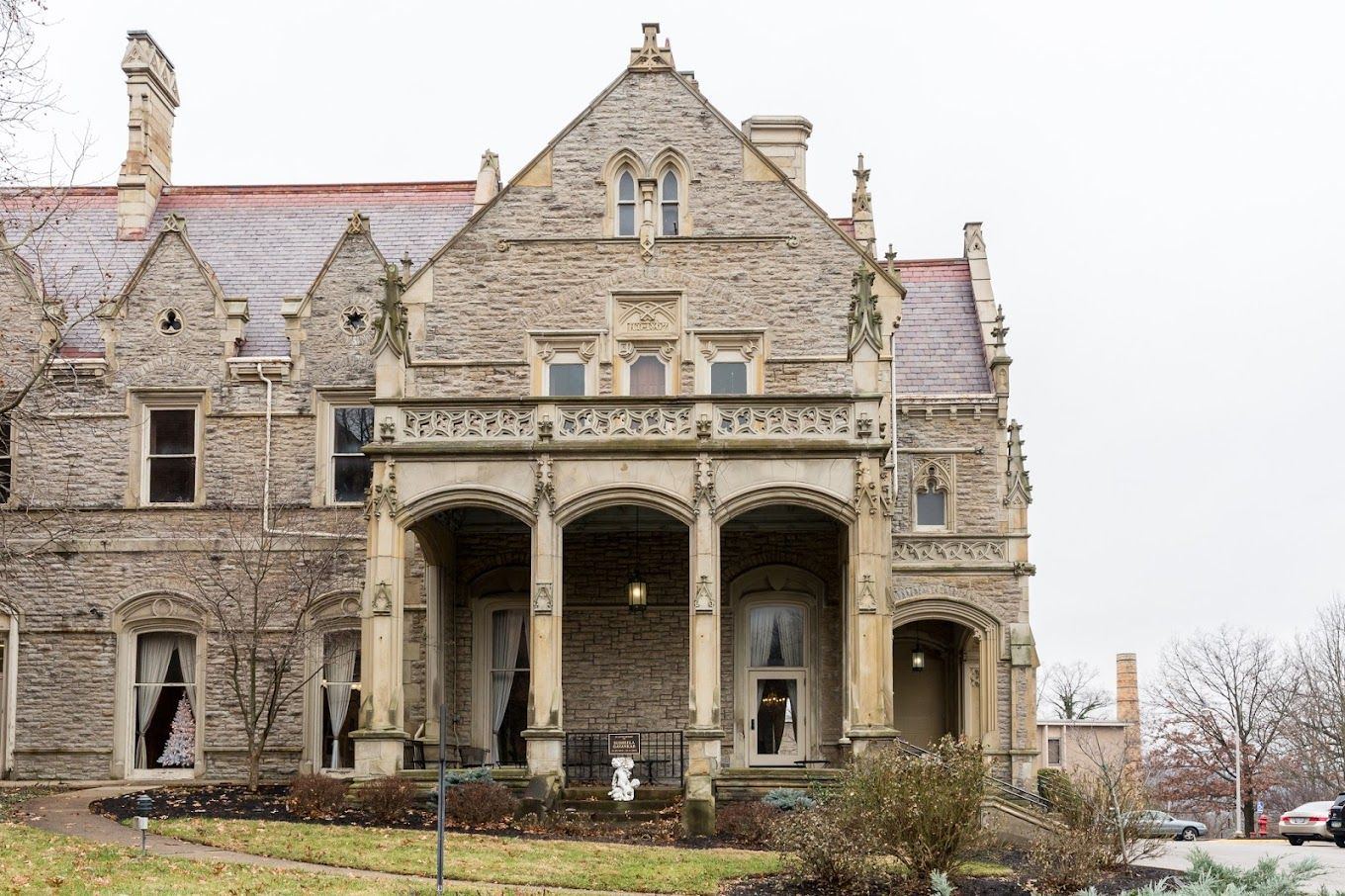 Exterior view of a historic building entrance