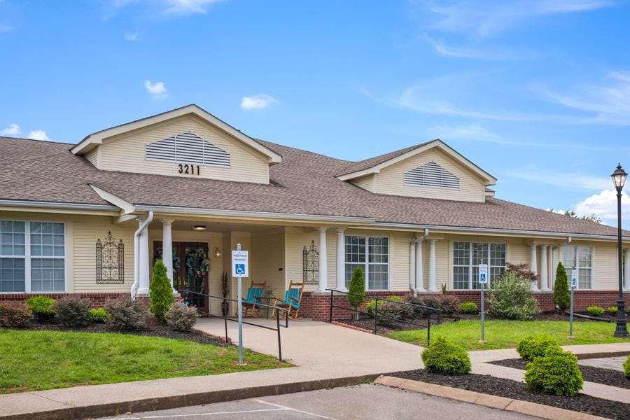 Exterior view of American House Murfreesboro with gardens