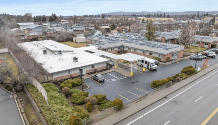 Aerial view of the Aurora Valley Care facility and surrounding area
