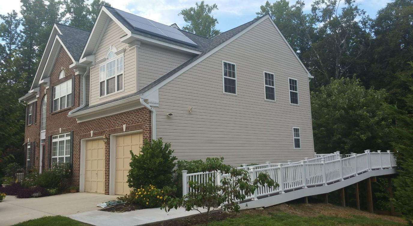 Exterior view of assisted living facility with ramp