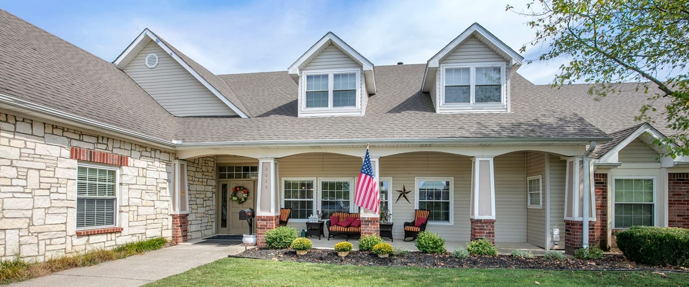 Exterior view of a senior living facility entrance