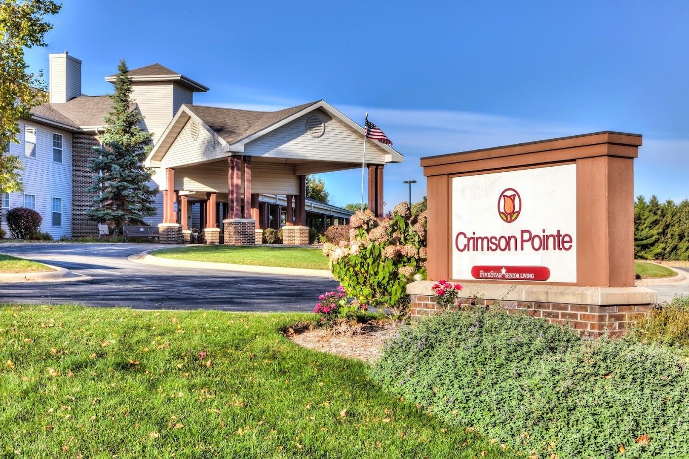 Exterior view of Crimson Pointe senior living facility