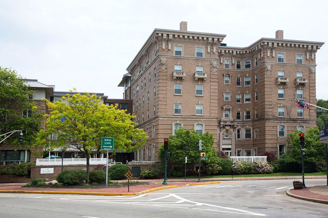 Exterior view of Evans Park at Newton Corner building