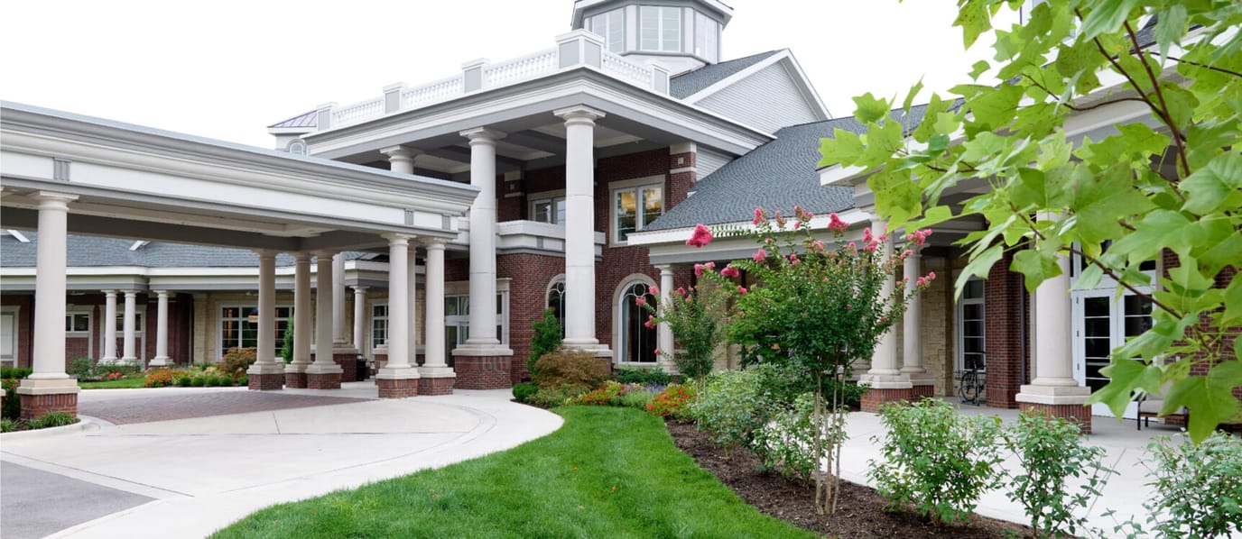 Exterior view of the facility entrance with landscaping