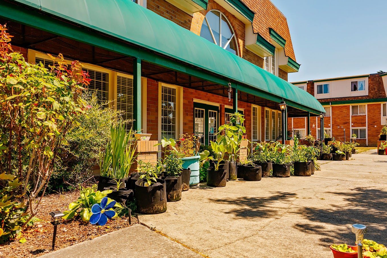 Outdoor view of the facility with garden spaces