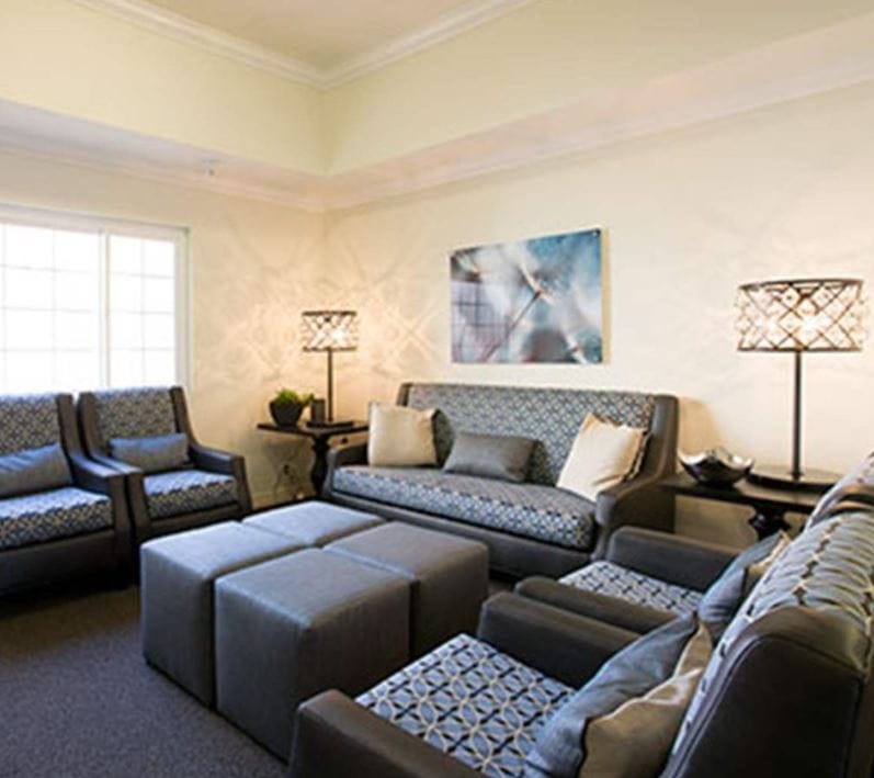 Comfortable seating area in a facility's common room
