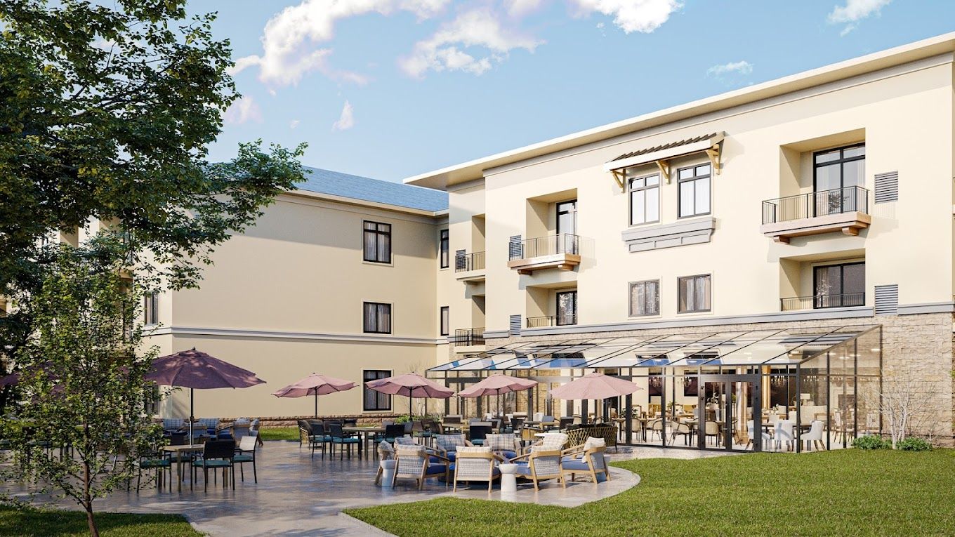 Exterior view of The Parkwood with outdoor seating area