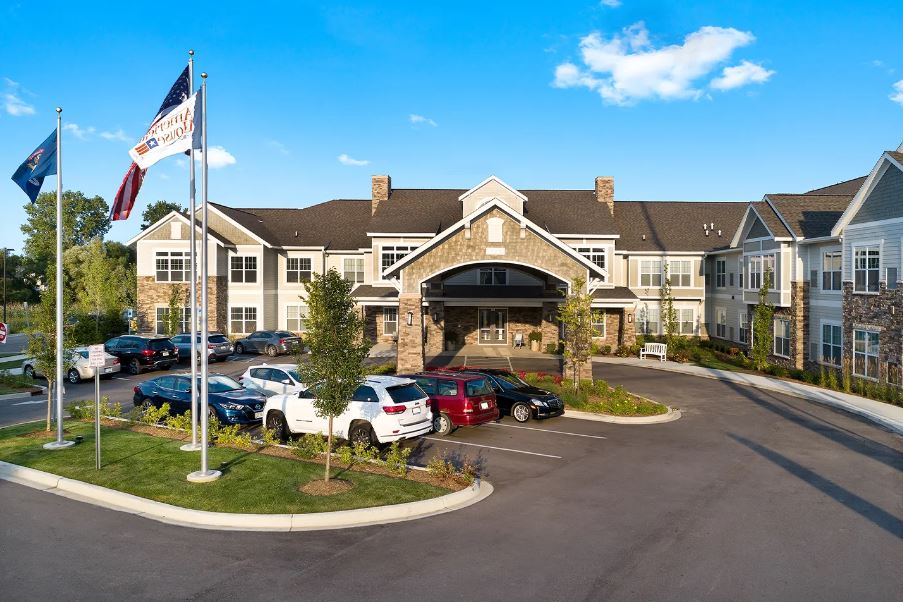 Building exterior of American House Freedom Place Rochester
