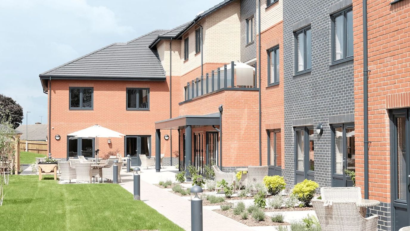 Exterior view of a modern senior living facility