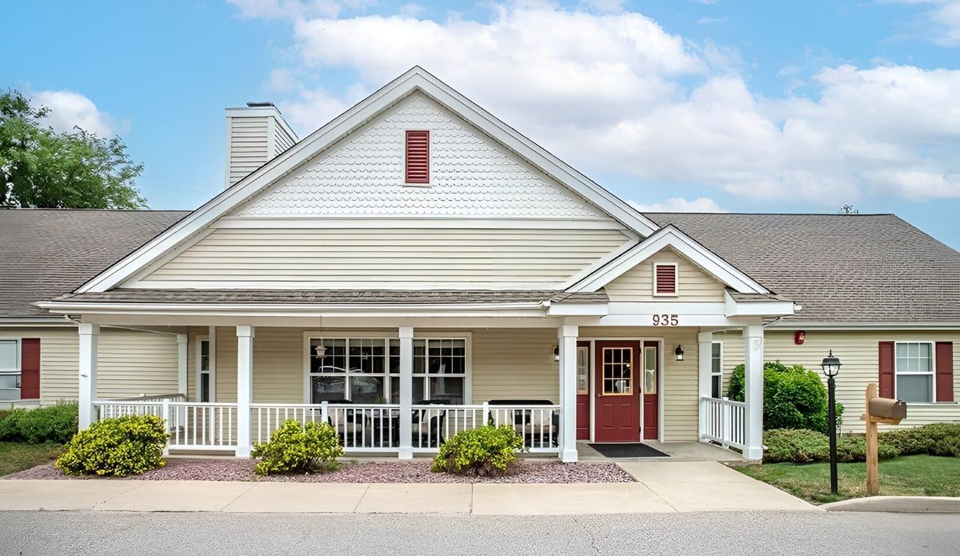 Exterior view of a senior living facility entrance
