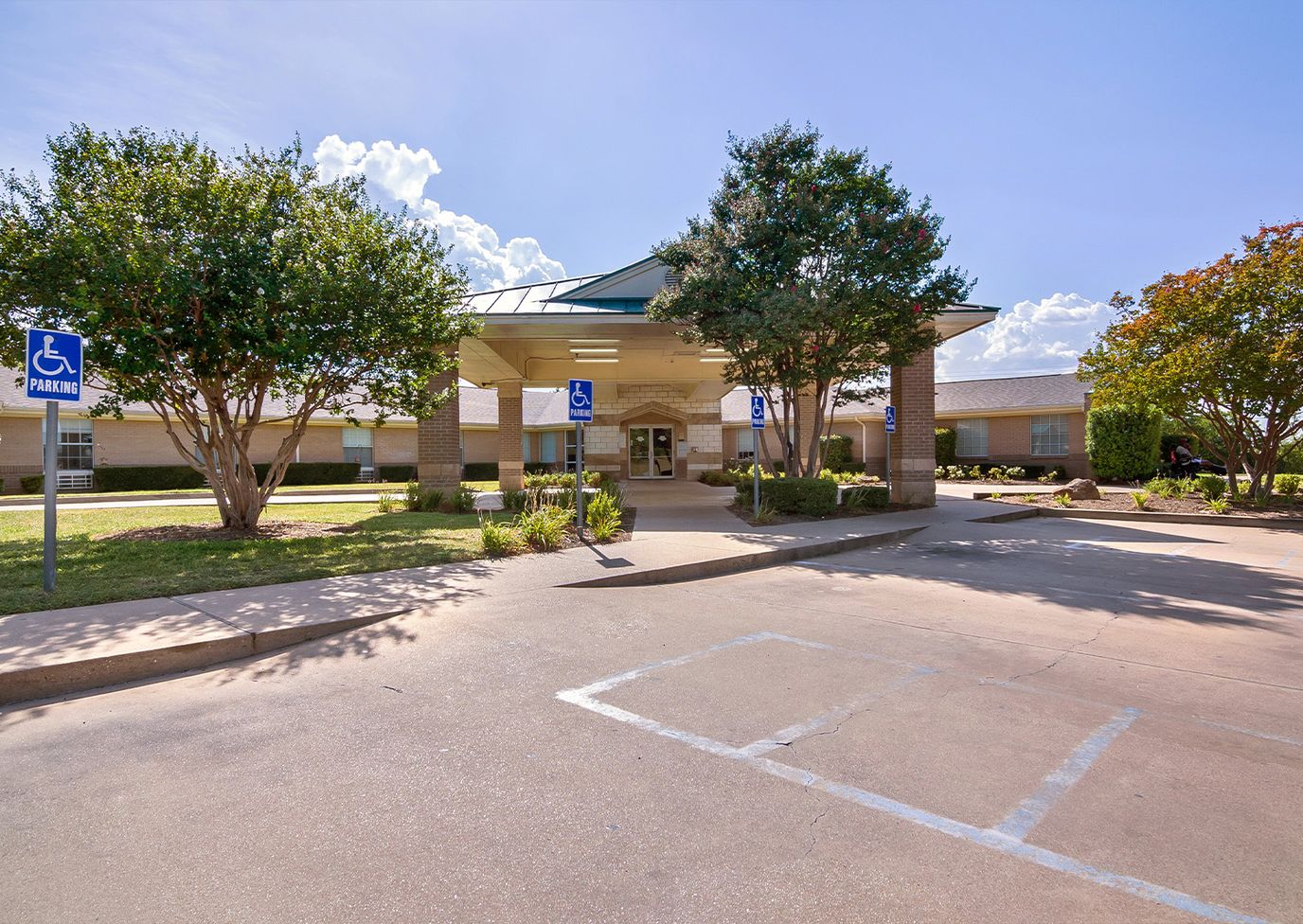 Front entrance of Lakeshore Village Nursing and Rehab