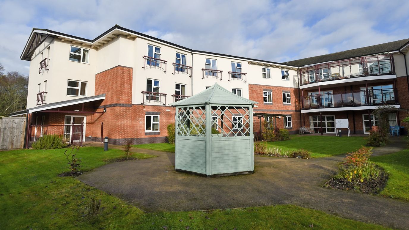 Exterior view of Lightmoor View facility with garden gazebo