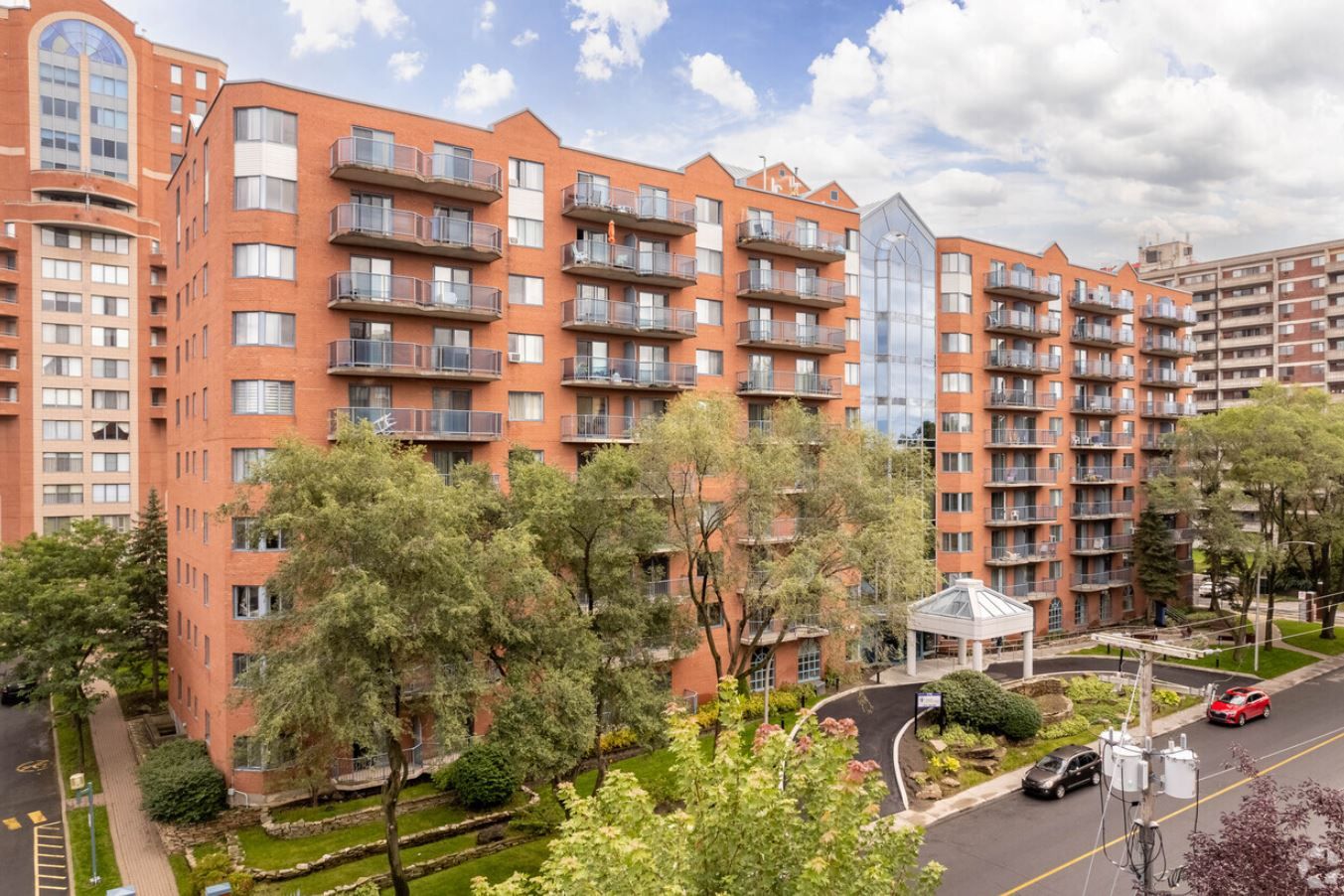 Exterior view of a multi-story senior living facility