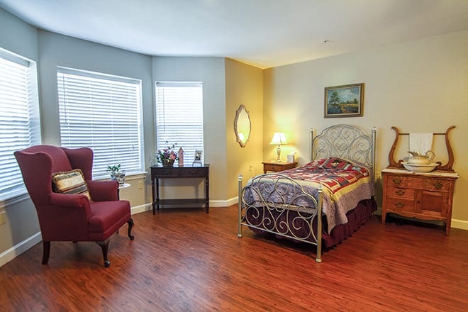 Bright and cozy interior of a resident room