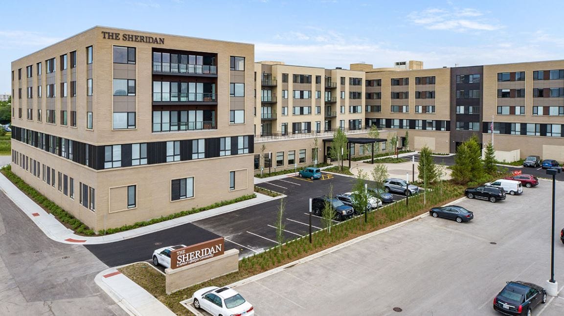 Exterior view of The Sheridan at Oak Brook facility