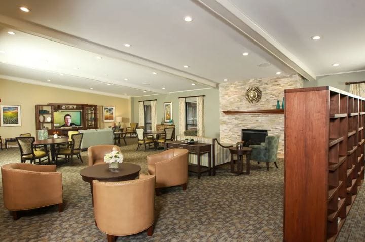 Interior view of a common area with comfortable seating