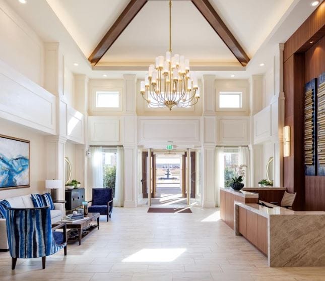 Bright and welcoming lobby area with seating