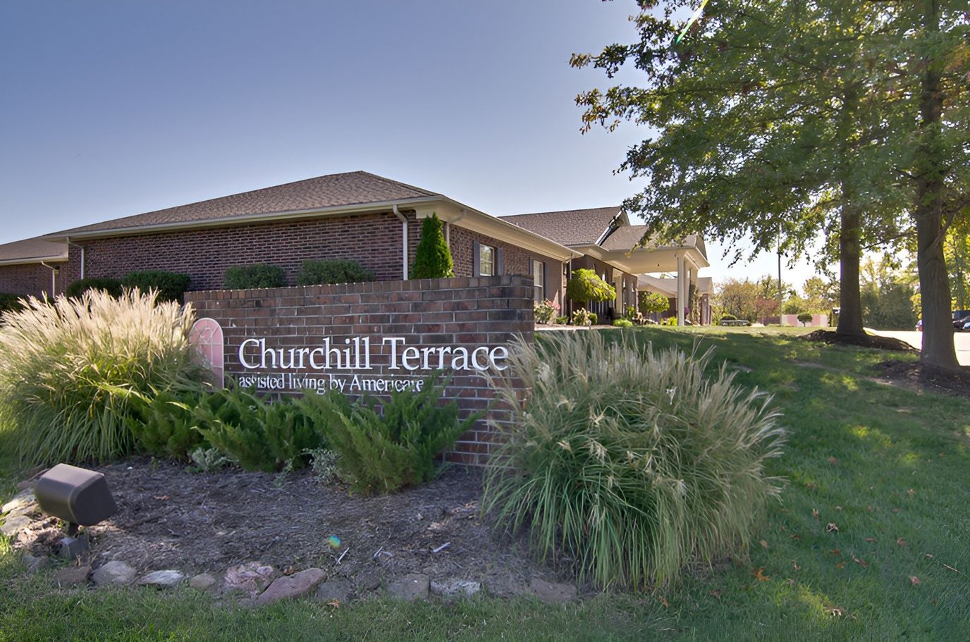 Exterior view of Churchill Terrace assisted living facility