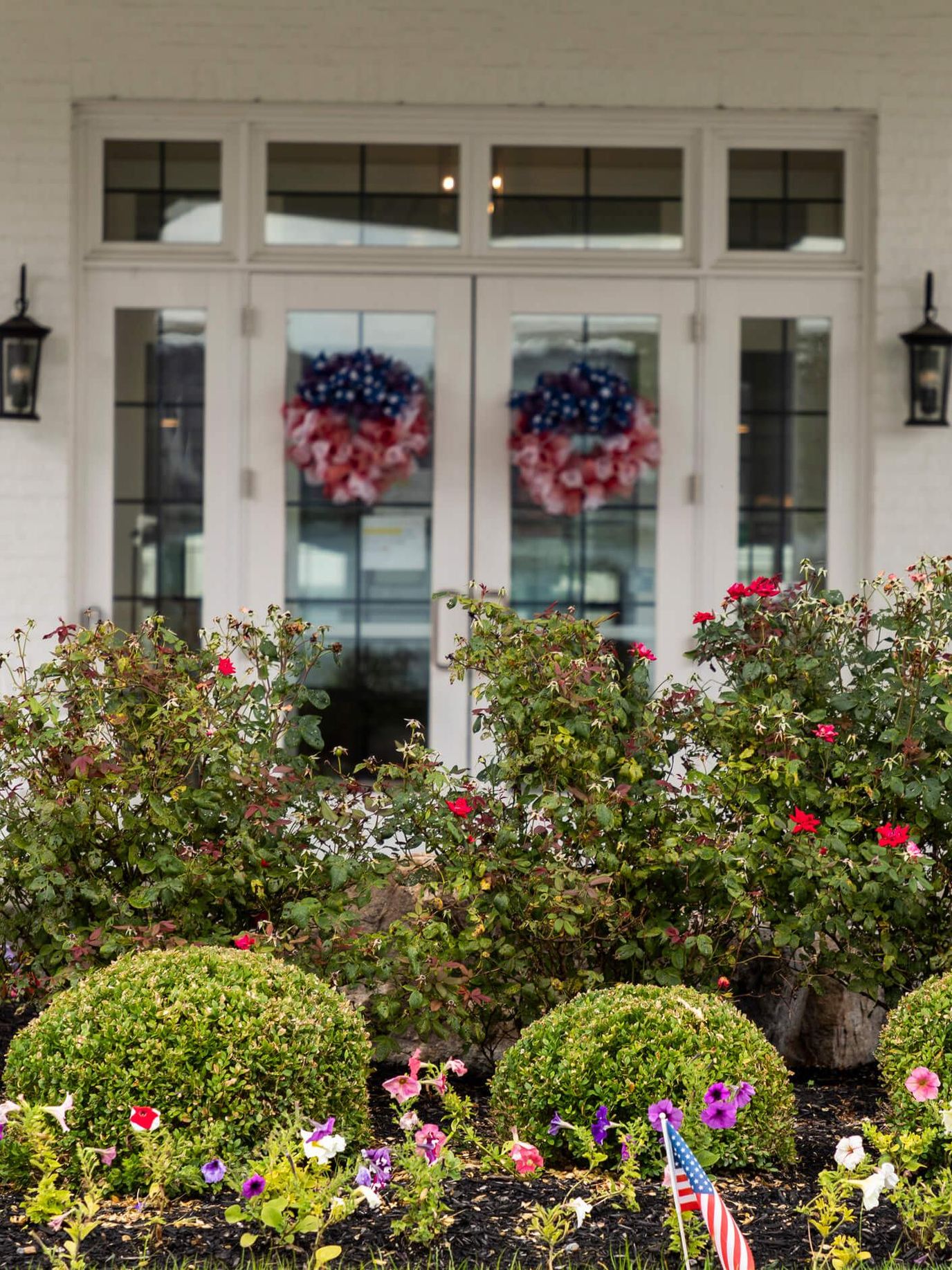 Welcoming entrance with floral decorations