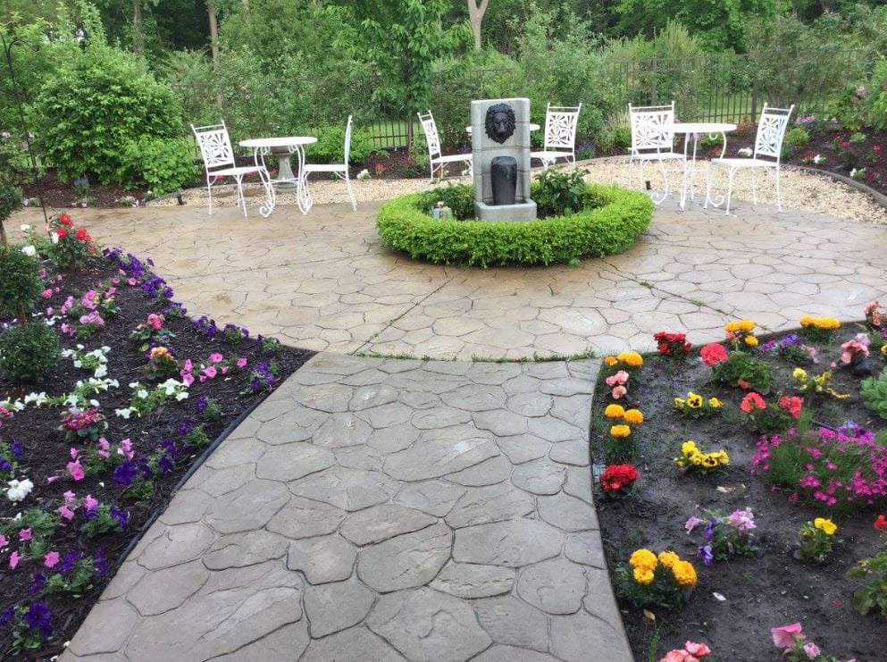 Beautiful garden area with seating and flowers