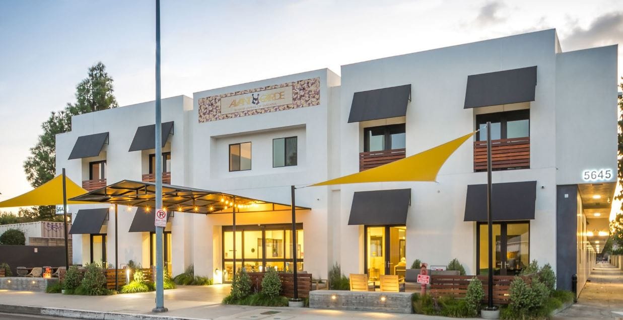Exterior view of AvantGarde Senior Living facility