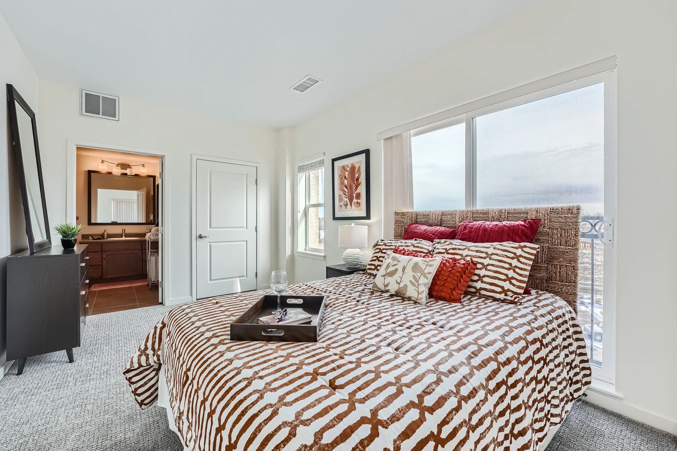 Cozy and modern bedroom with natural light