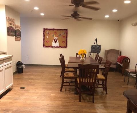 Cozy dining area with dining table and decorations