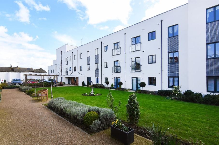 Exterior view of a modern assisted living facility