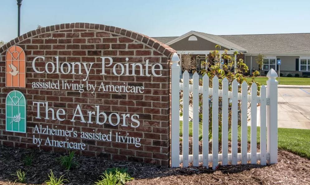 Facility sign displaying Colony Pointe Senior Living