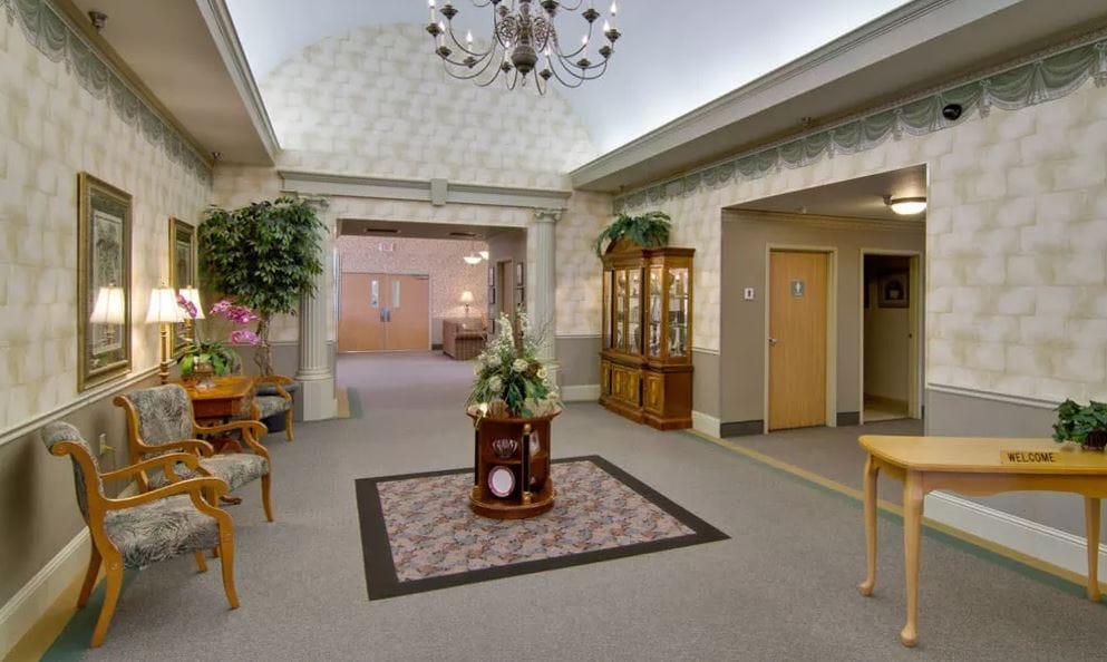 A welcoming interior common area with furniture and decor