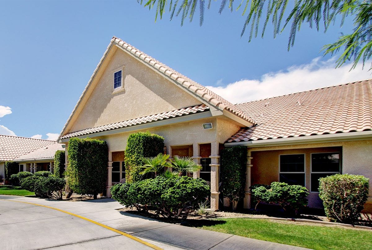 Exterior view of a senior living facility building