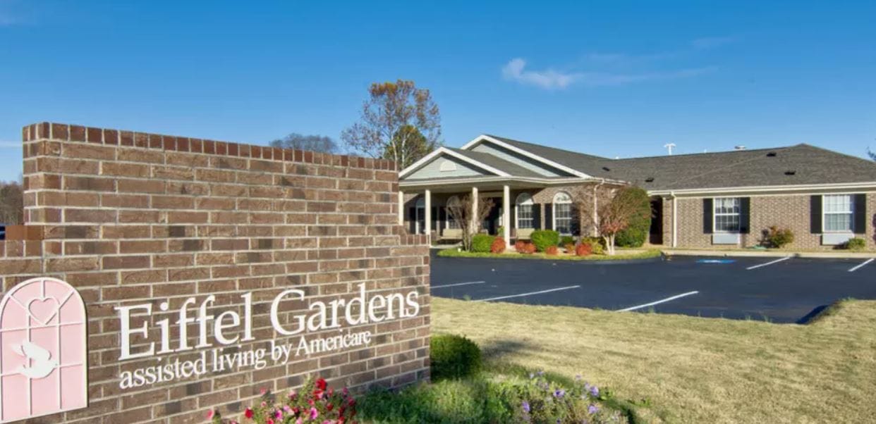 Exterior view of Eiffel Gardens assisted living facility