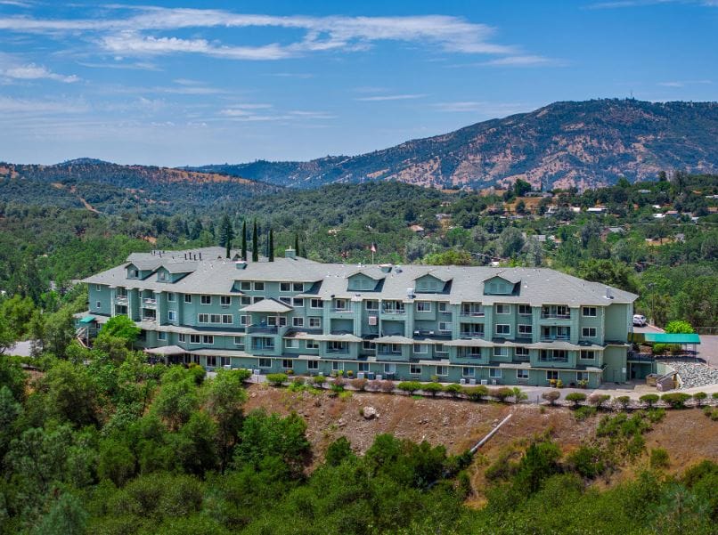 Aerial view of Foothill Village senior living facility