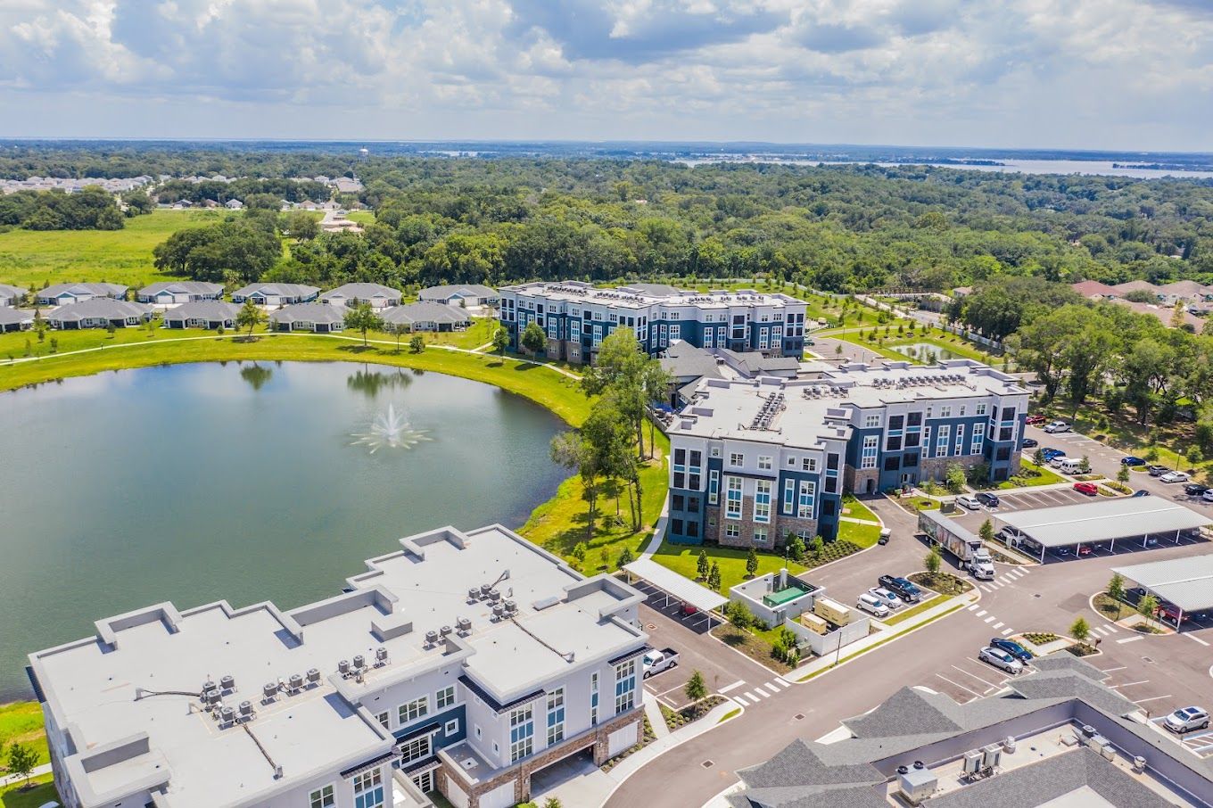 Aerial view of the Lakeside at Waterman Village Retirement Community