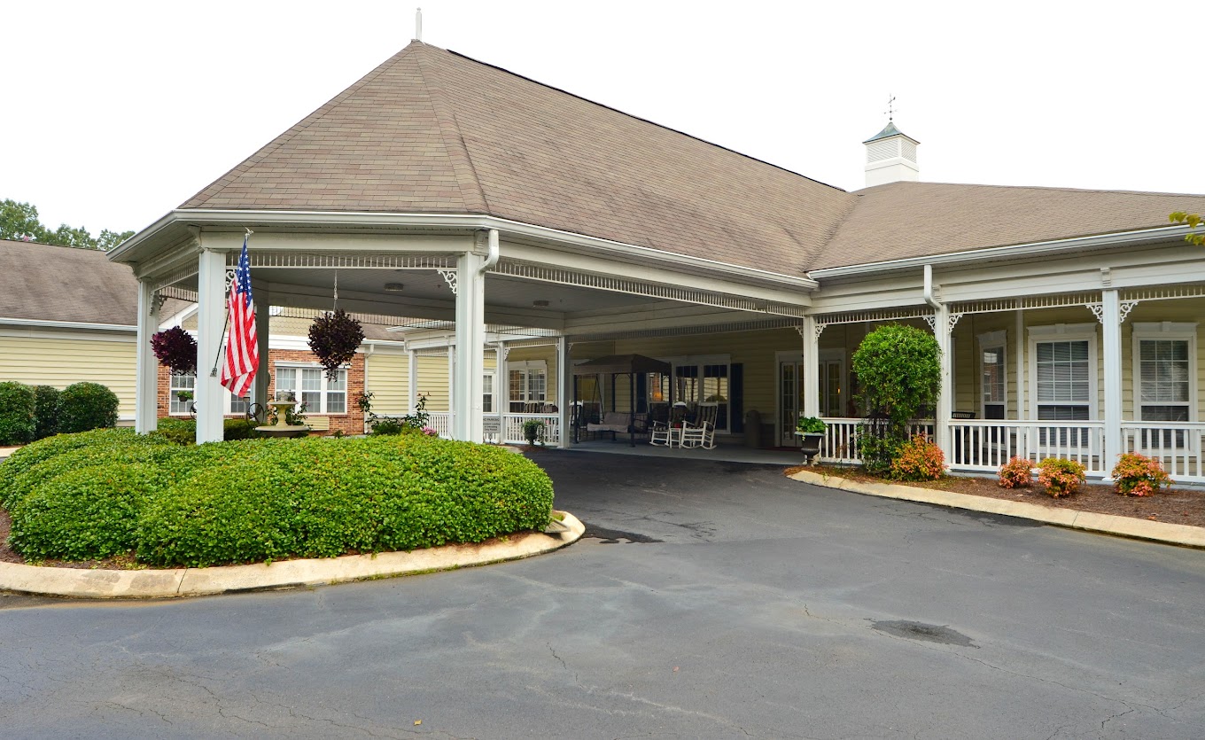 Exterior view of Lancaster Grove Senior Living entrance