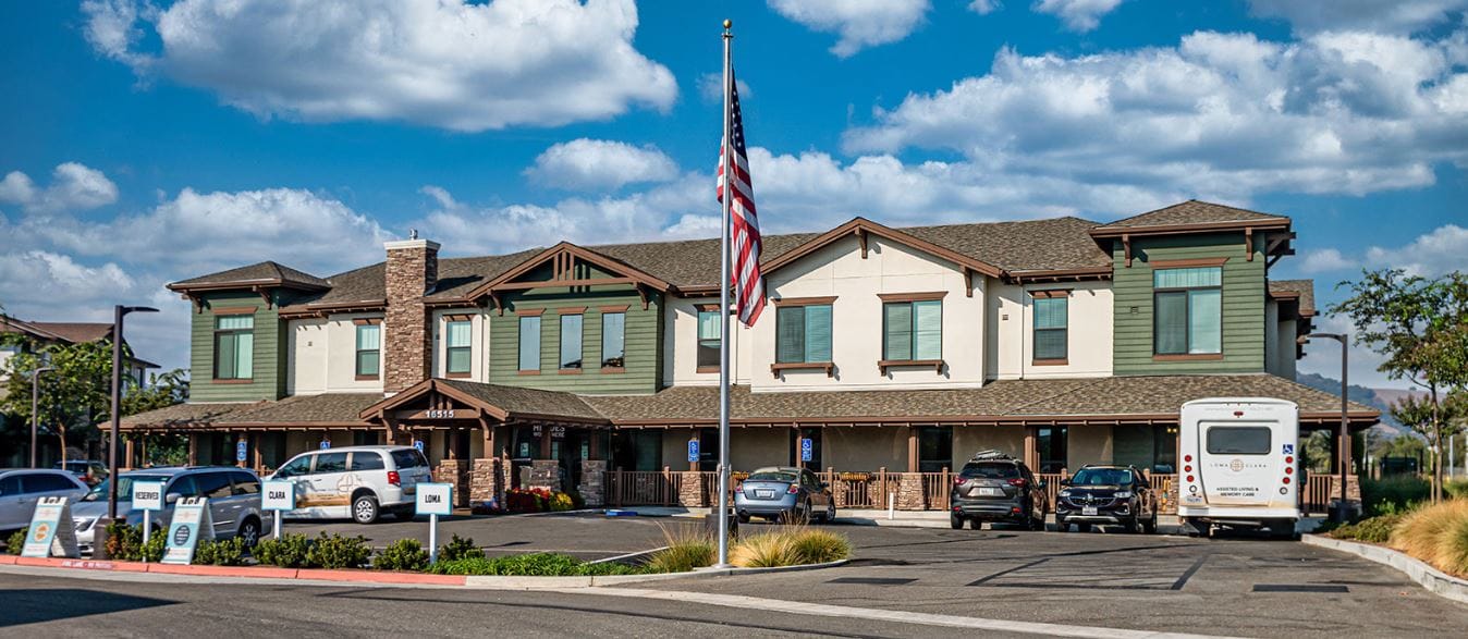 Exterior view of the Loma Clara Senior Living building