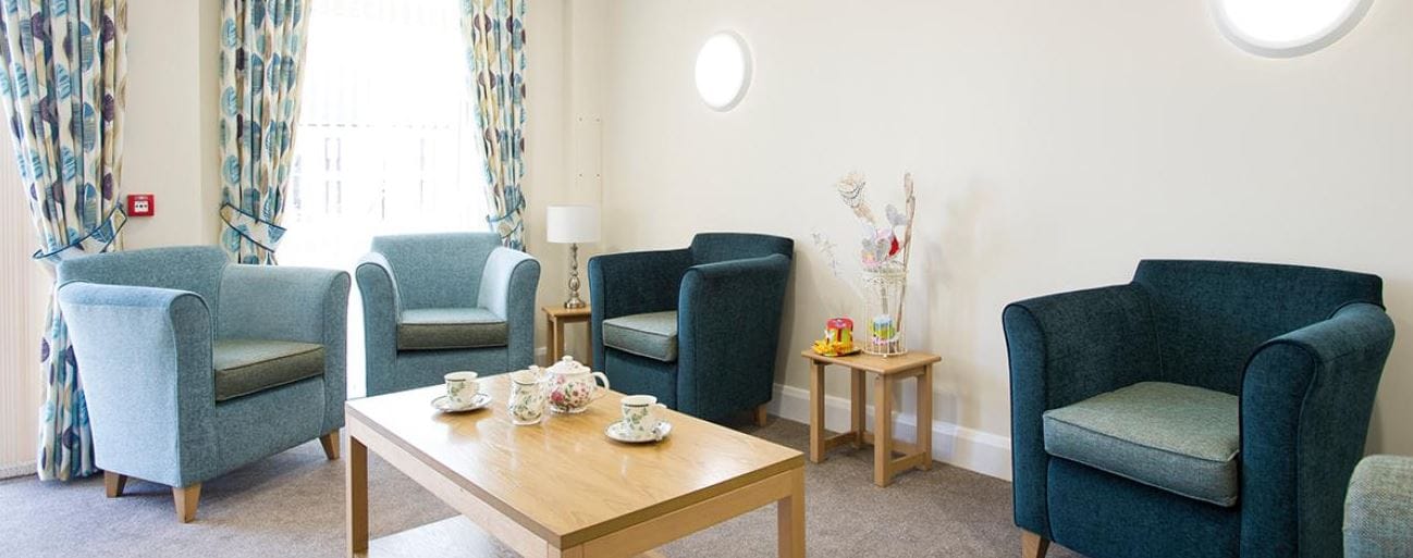 Comfortable seating area in a bright lounge