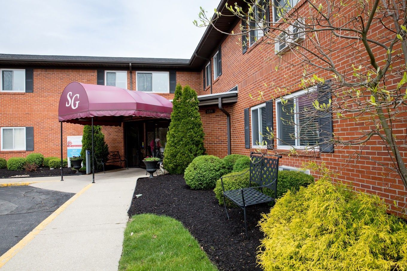 Exterior view of Sanders Glen Assisted Living entrance