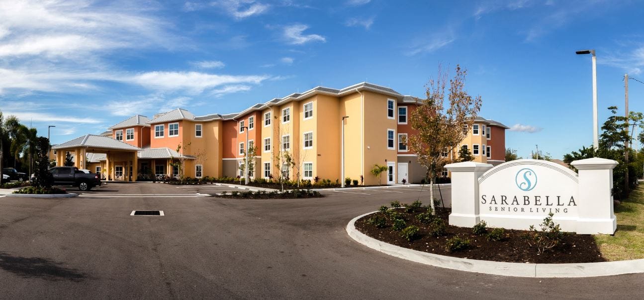 Exterior view of SaraBella Senior Living facility