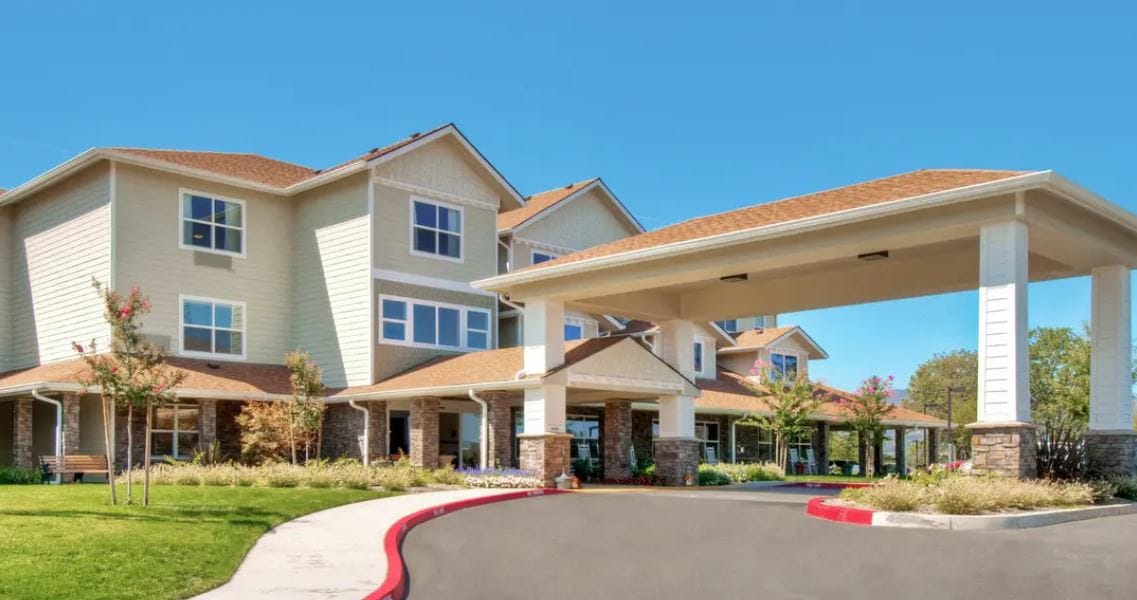 Exterior view of Shasta Estates Senior Living building